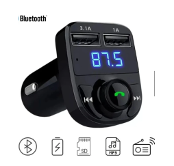 Adaptador Bluetooth Carro Transmissor FM Carregador Veicular Compatível com Android e IOS x8